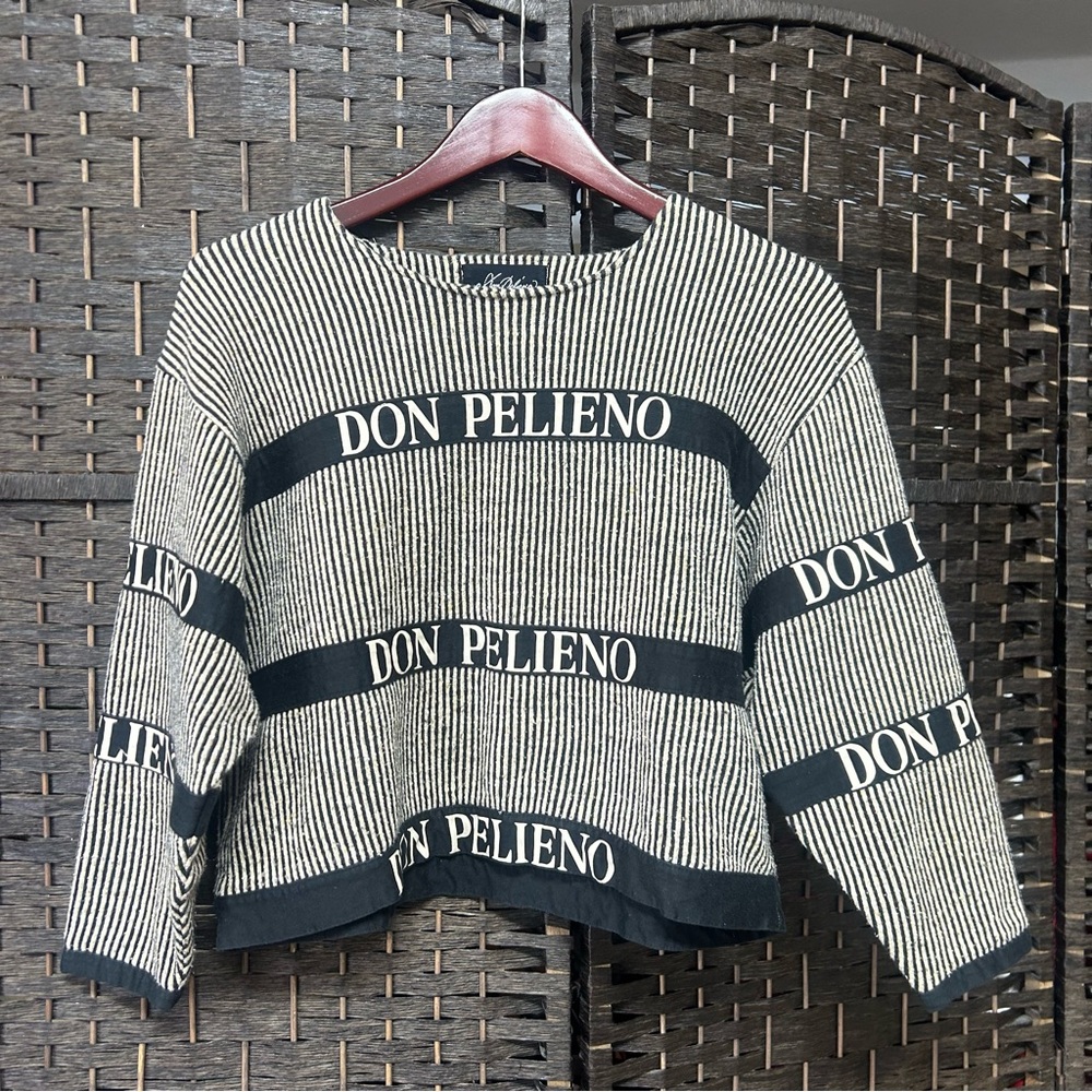 Vintage Don Pelieno striped boxy sweater soze small ribbed fuzzy